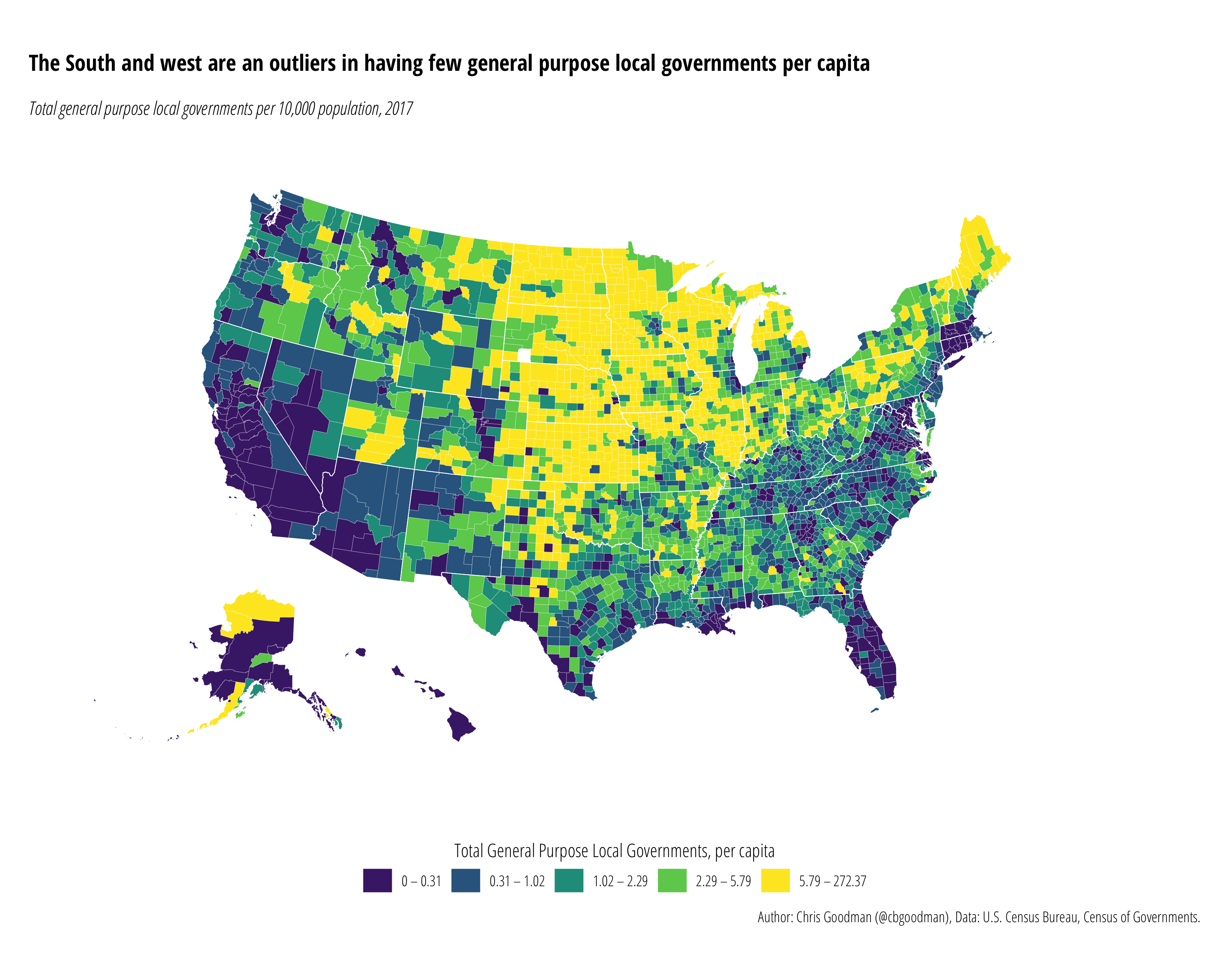 Per Capita General-Purpose Local Governments, 2017