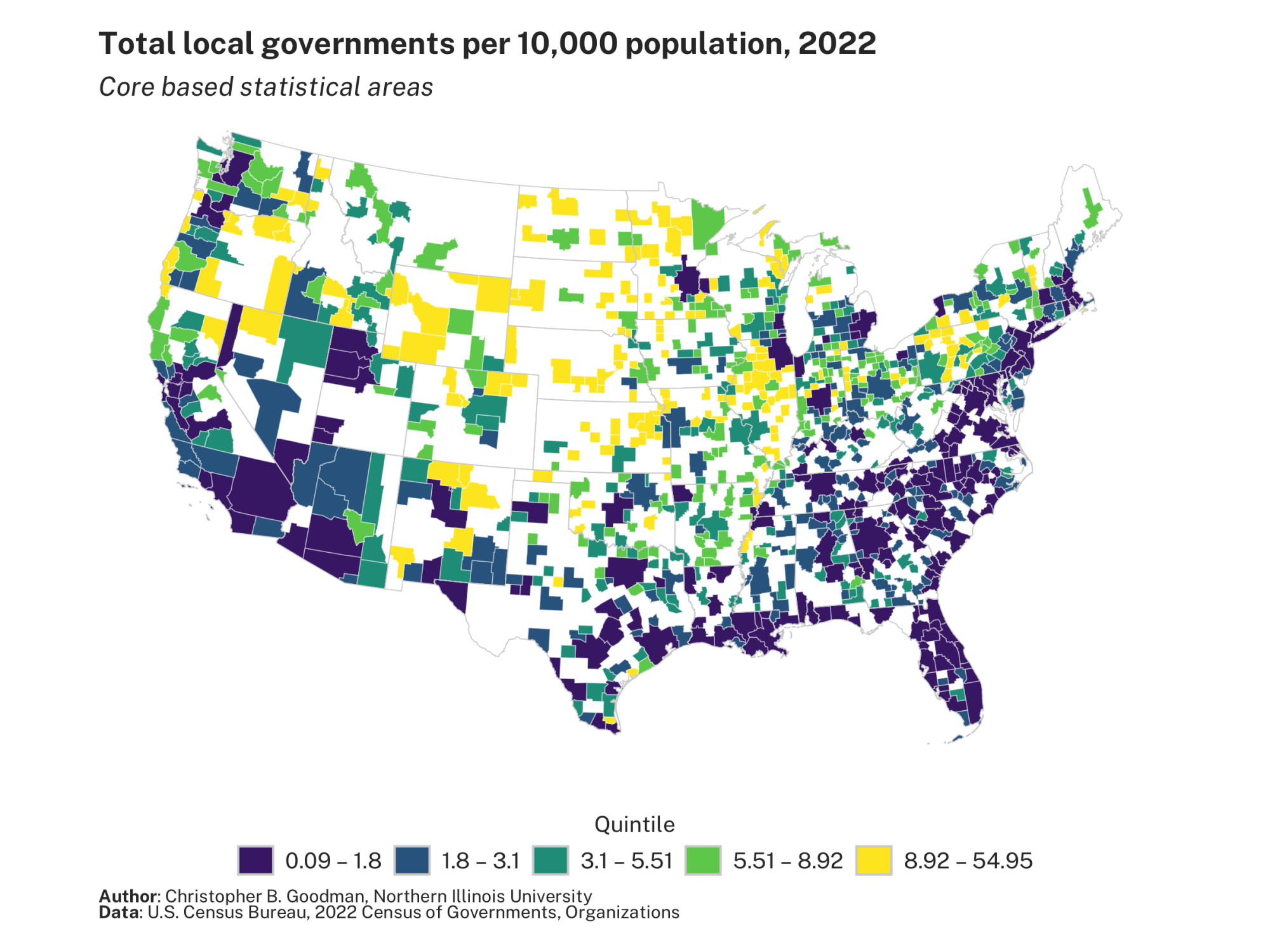 Total local governments per 10,000 population, 2022