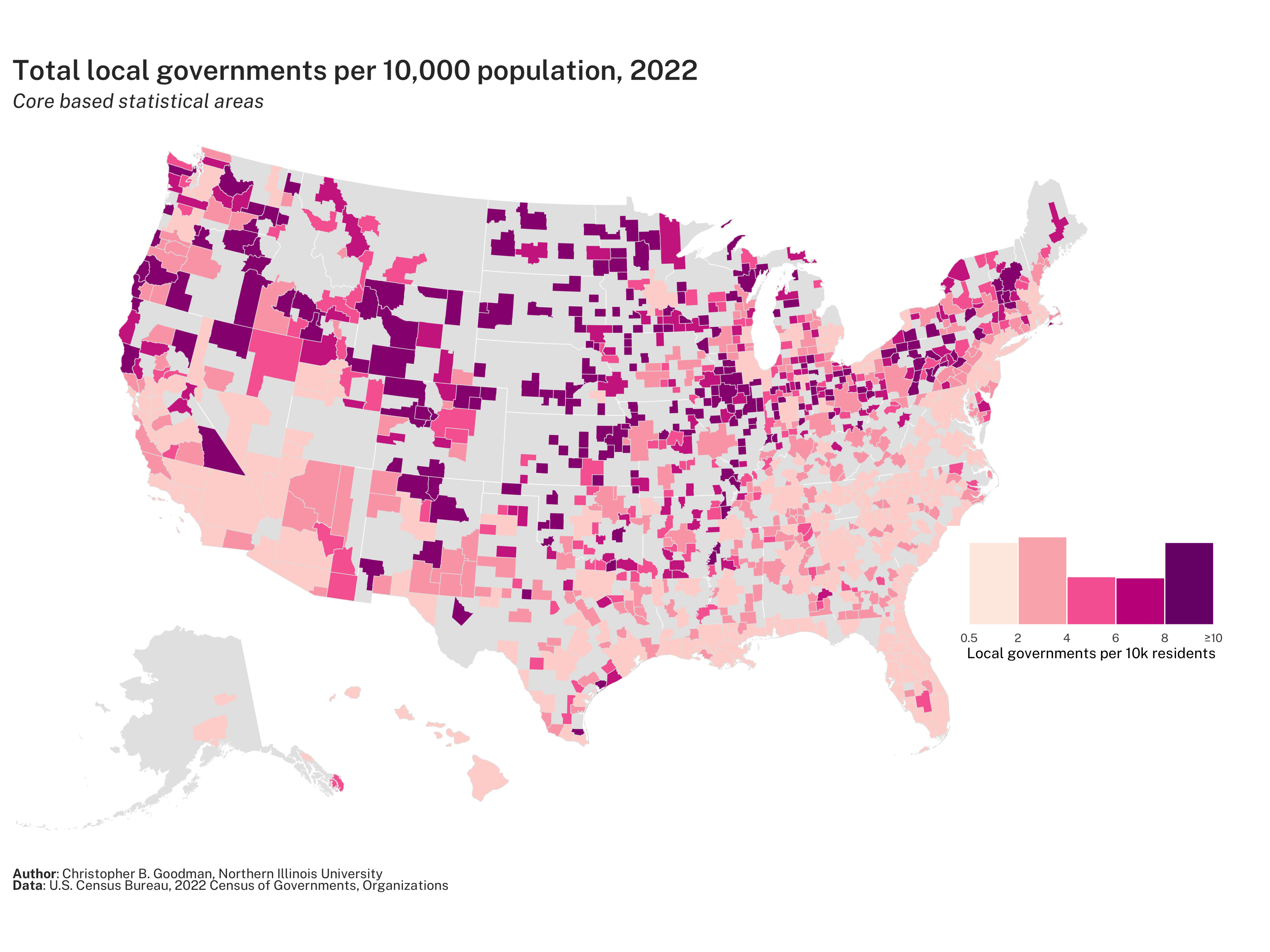 Total local governments per 10,000 population, 2022