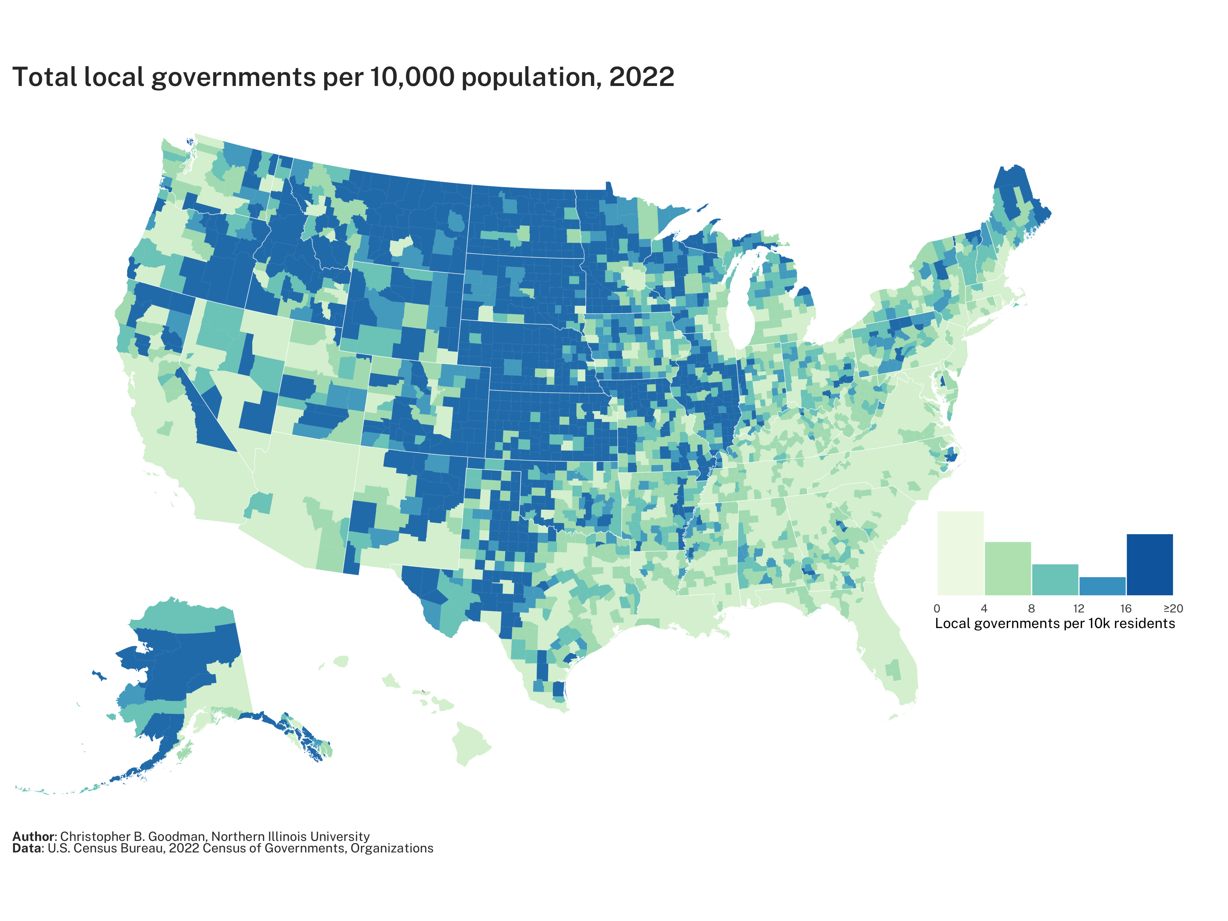 Total local governments per 10,000 population, 2022