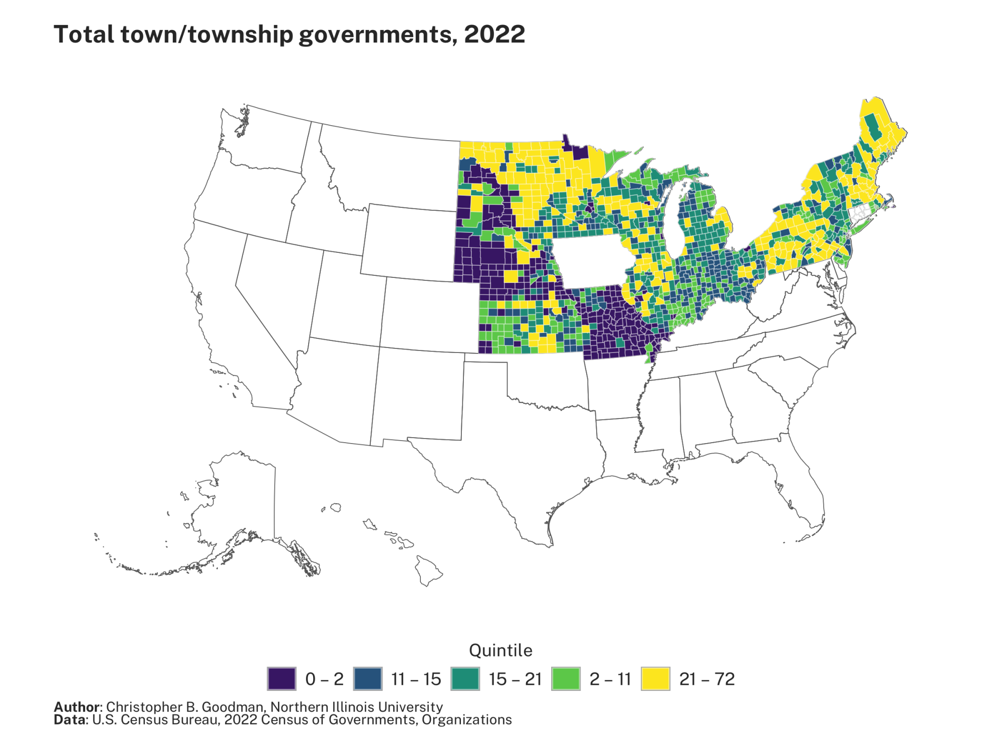 Total town/township governments, 2022