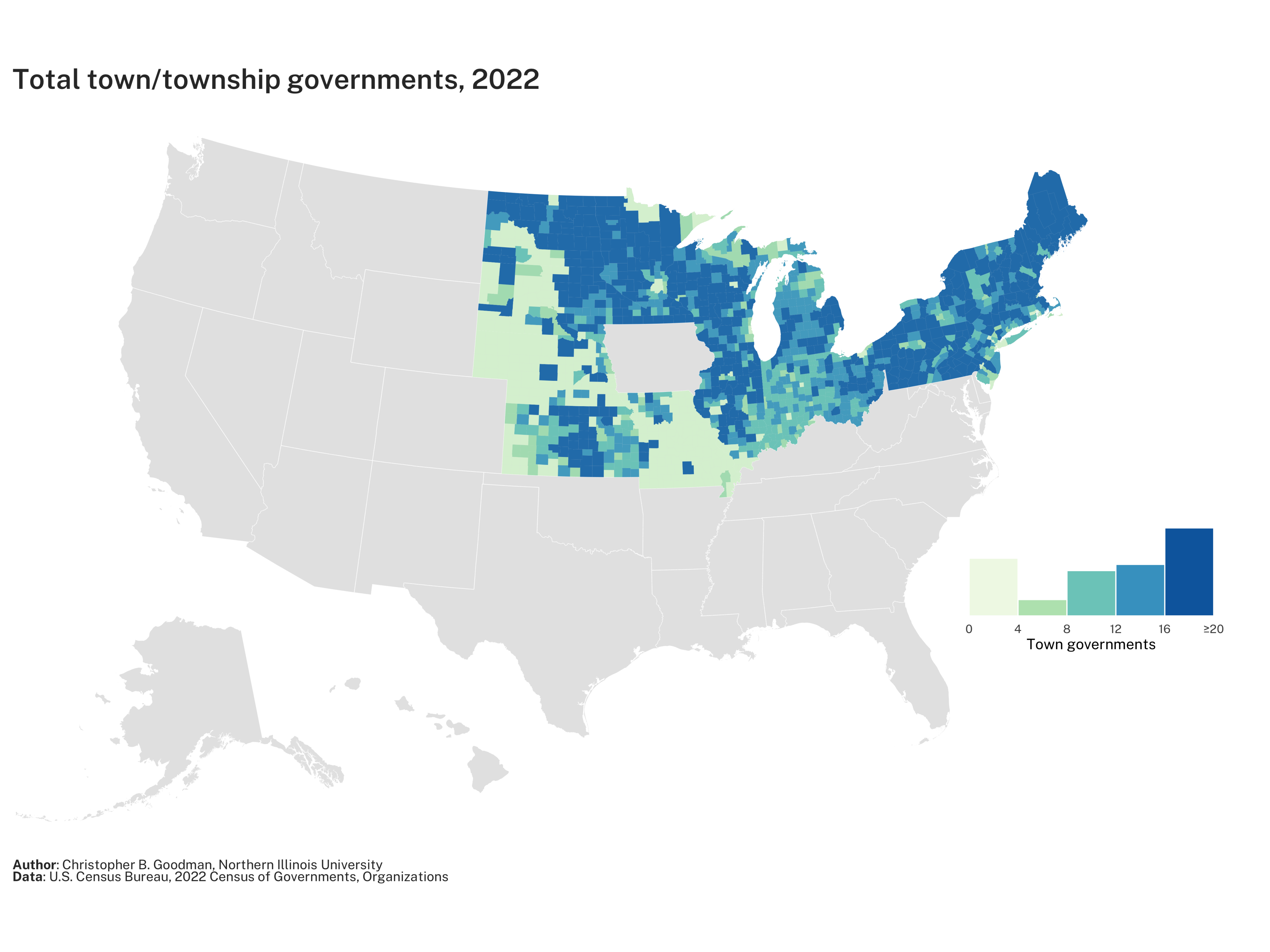 Total town/township governments, 2022